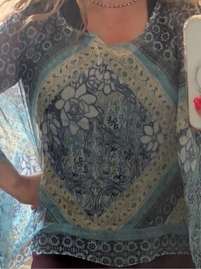 Style & Co. Light Blue Floral Print Boho Tunic